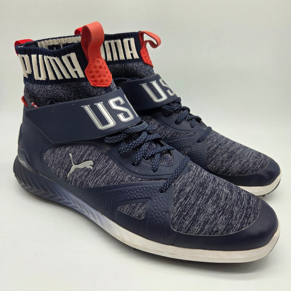 Puma Ignite PWRADAPT Golf Shoes Mens 12 Blue USA Hi-Top Waterproof 191563 01